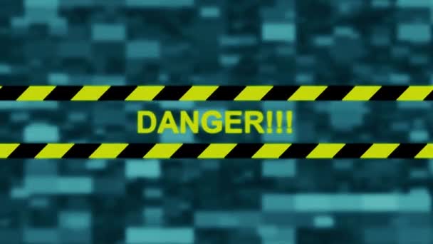 危険メッセージピクセルコンピュータ画面アニメーション — ストック動画