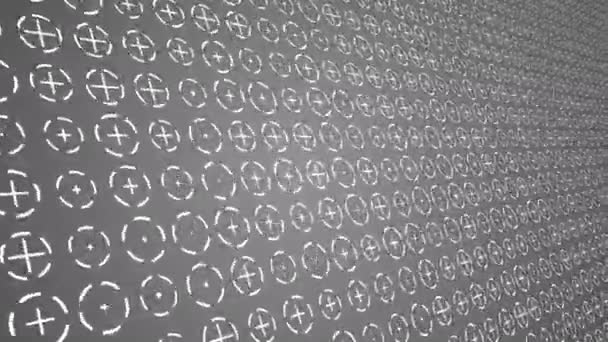 Rotating White Crosses Circles Animated Gray Background Close — 비디오