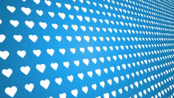 Corazón Blanco Patrón Animado Fondo Azul Cerca — Vídeos de Stock