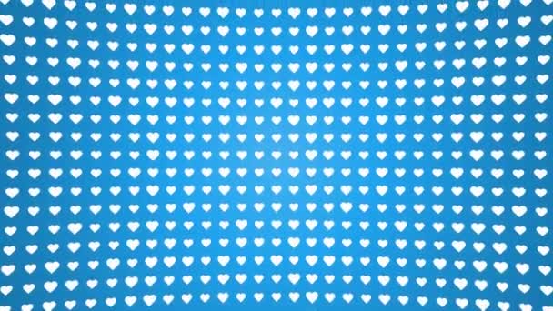 White Hearts Pattern Animated Blue Background — 비디오