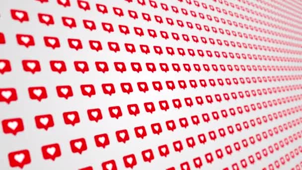 Like heart icons social media network pattern animated background closeup
