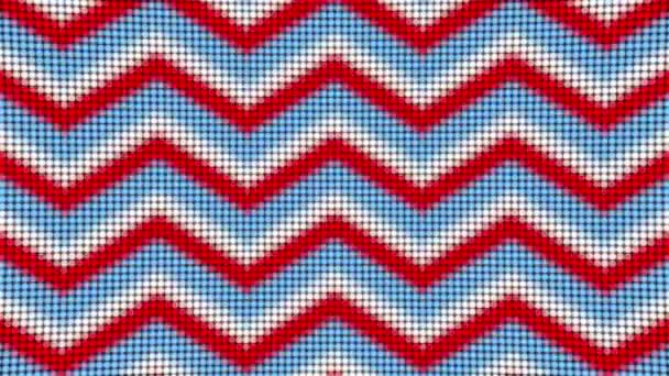 Zigzag Rood Blauw Witte Lijnen Pijlen Led Paneel Geanimeerde Achtergrond — Stockvideo