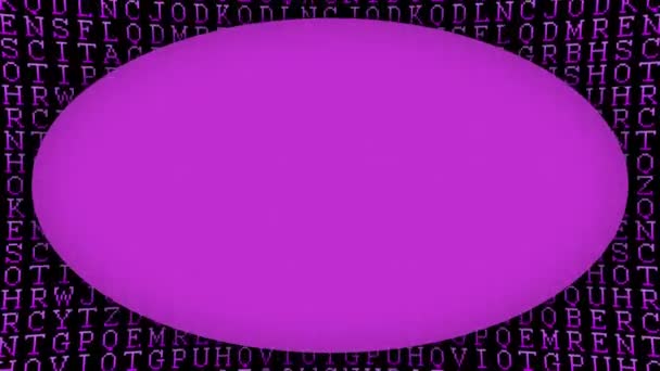 Letters Alphabet Pattern Purple Ellipse Frame Animated Background — Stock Video