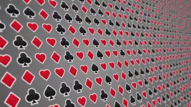 Гральна Картка Костюми Серця Діаманти Клуби Піки Візерунок Крупним Планом — стокове відео