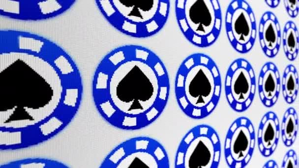 Poker Chip Picche Pixel Schermo Animato Sfondo — Video Stock