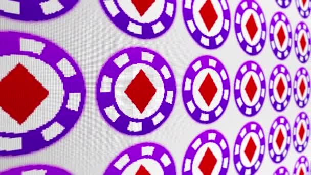 Poker Żetony Diamenty Pikseli Ekran Animowanego Tła — Wideo stockowe