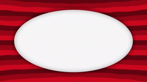 White Frame Ellipse Banner Wavy Red Shapes Animation — Stock Video