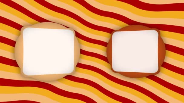 Double White Frames Banners Orange Stripes Animation — Stock Video