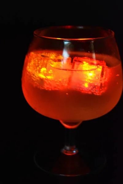 Red Bright Glowing Ice Cubes Float Delicious Frosted White Cold — Stock Photo, Image