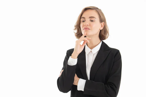 Retrato de mulher de negócios confiante no backgroun isolado branco — Fotografia de Stock