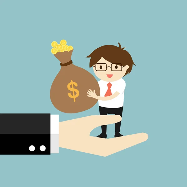 Concepto Negocio Empresario Ofrece Dinero Jefe Ilustración Vectorial — Vector de stock