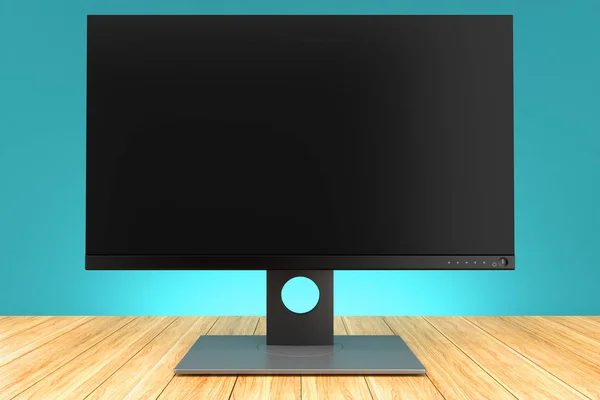 Monitor de ordenador 2k 3d sobre la mesa —  Fotos de Stock