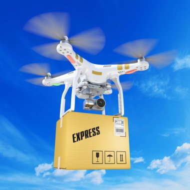 Beyaz posta quadrocopter dron clou bir video kamera ile