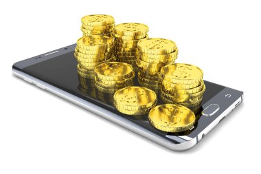 3d Smartphone ile altın paralar