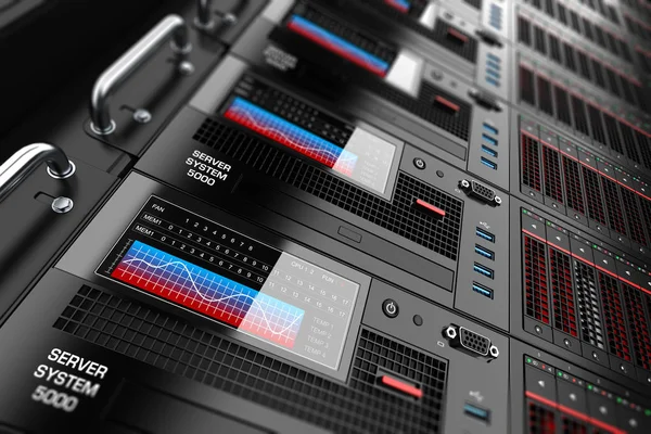 Server-Rack-Panels im Rechenzentrum — Stockfoto