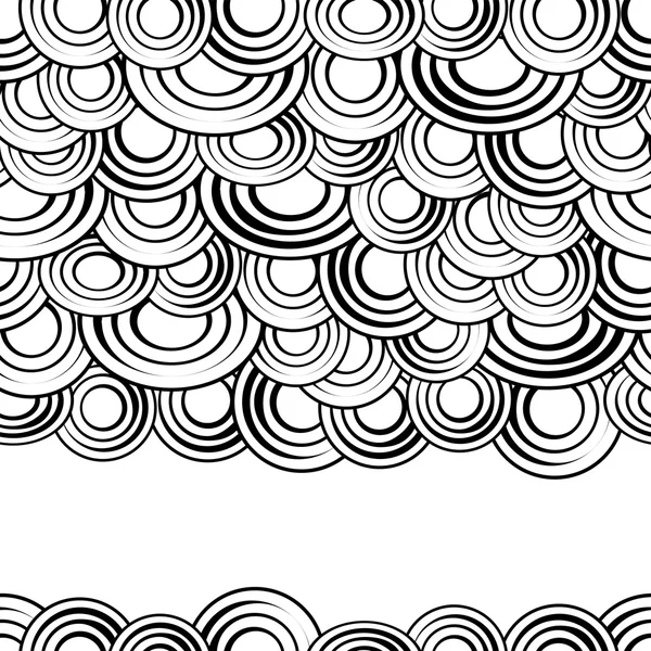 Motif sans couture cercles noirs et blancs, fond vectoriel.Nuages abstraits monochromes avec lacunes, toile de fond simple et créative pour sites, cartes ou textiles . — Image vectorielle