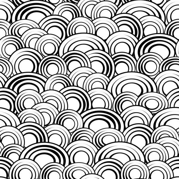 Lingkaran hitam dan putih pola mulus, background.Monochrome vektor Gaya abstrak kreatif latar belakang sederhana untuk situs, kartu, textiles.Fish skala atau disk outline - Stok Vektor