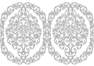 Vektör karmaşık sorunsuz sınır beyaz arka plan üzerinde Doğu tarzı. Tasarım için süslü öğe. Tek renkli çizgi sanat süs deseni, düğün davetiyeleri ve tebrik kartları kullanılabilir