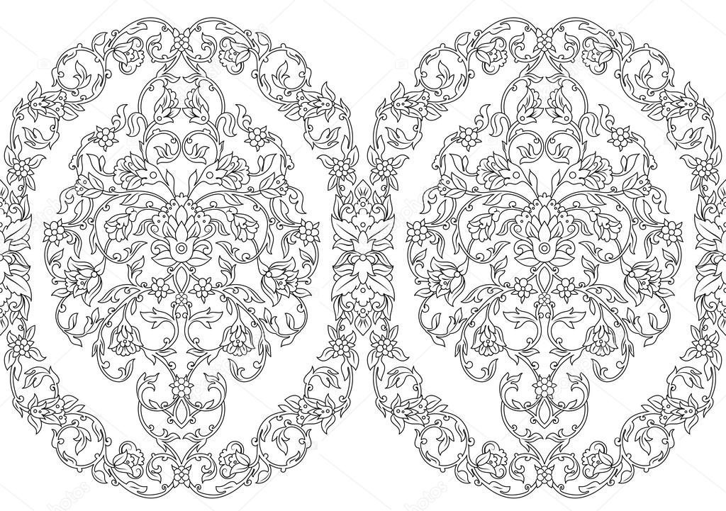 Vector intricate seamless border in Eastern style on white background. Ornate element for design.Monochrome line art ornamental pattern , can be used as wedding invitations and greeting cards