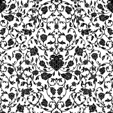 Vektör karmaşık Dikişsiz desen beyaz arka plan üzerinde Doğu tarzı. Tasarım için süslü öğe. Tek renkli çizgi sanat süs decoraton düğün davetiyeleri ve tebrik kartları.