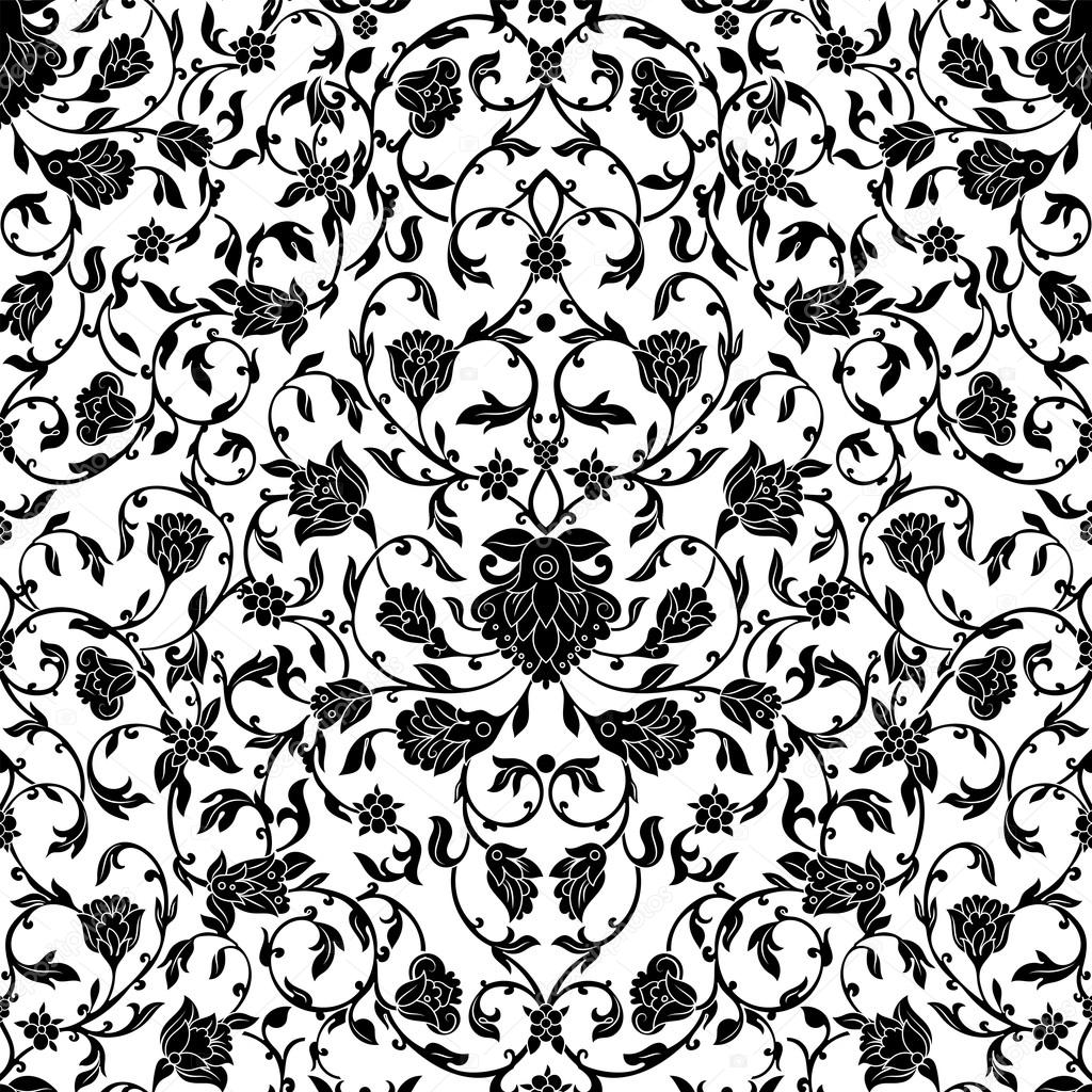 Vector intricate seamless pattern Eastern style on white background. Ornate element for design.Monochrome line art ornamental decoraton wedding invitations and greeting cards.