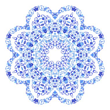 Güzel yuvarlak süs mandala. Pul vektör içinde yapılan kar. Herhangi bir diğer tür tasarım, doğum günü ve tatil, kaleydoskop, yoga, Hindistan, Arapça, kar tanesi için mükemmel ögesi