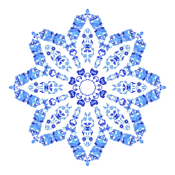 Hermoso mandala ornamental redondo. Copo de nieve hecho en vector. Elemento perfecto para cualquier otro tipo de diseño, cumpleaños y vacaciones, caleidoscopio, yoga, india, árabe, copo de nieve — Vector de stock