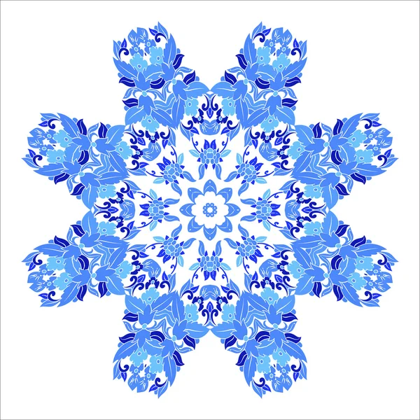 Mandala ornamental redonda bonita. Flake de neve feita em vetor. Elemento perfeito para qualquer outro tipo de design, aniversário e feriado, caleidoscópio, ioga, Índia, árabe, floco de neve — Vetor de Stock