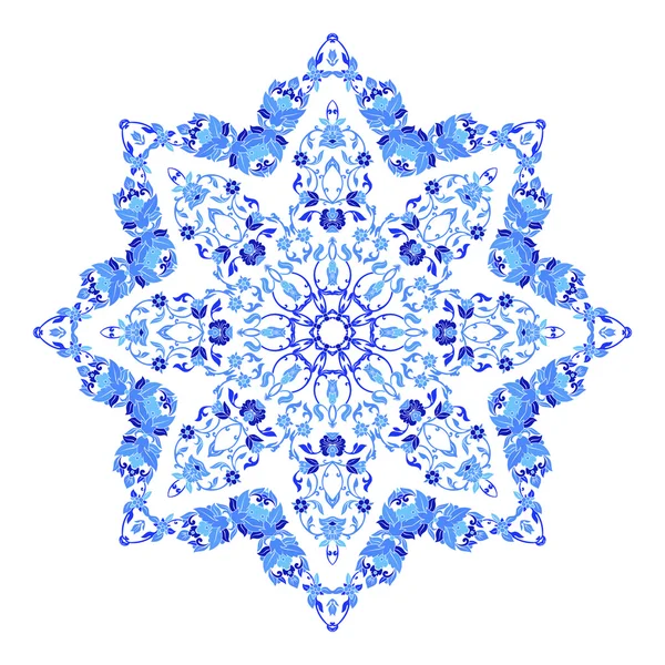 Hermoso mandala ornamental redondo. Copo de nieve hecho en vector. Elemento perfecto para cualquier otro tipo de diseño, cumpleaños y vacaciones, caleidoscopio, yoga, india, árabe, copo de nieve — Vector de stock