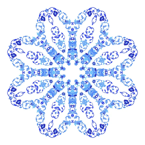 Hermoso mandala ornamental redondo. Copo de nieve hecho en vector. Elemento perfecto para cualquier otro tipo de diseño, cumpleaños y vacaciones, caleidoscopio, yoga, india, árabe, copo de nieve — Vector de stock