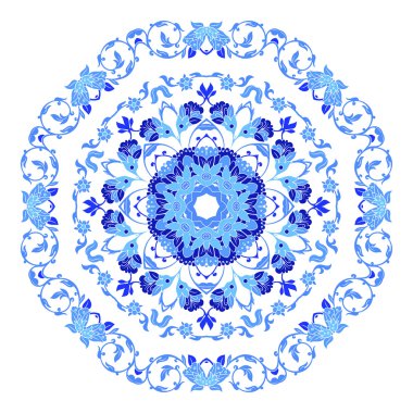 Güzel yuvarlak süs mandala. Pul vektör içinde yapılan kar. Herhangi bir diğer tür tasarım, doğum günü ve tatil, kaleydoskop, yoga, Hindistan, Arapça, kar tanesi için mükemmel ögesi