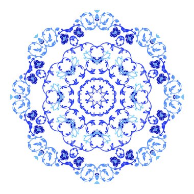 Güzel yuvarlak süs mandala. Pul vektör içinde yapılan kar. Herhangi bir diğer tür tasarım, doğum günü ve tatil, kaleydoskop, yoga, Hindistan, Arapça, kar tanesi için mükemmel ögesi