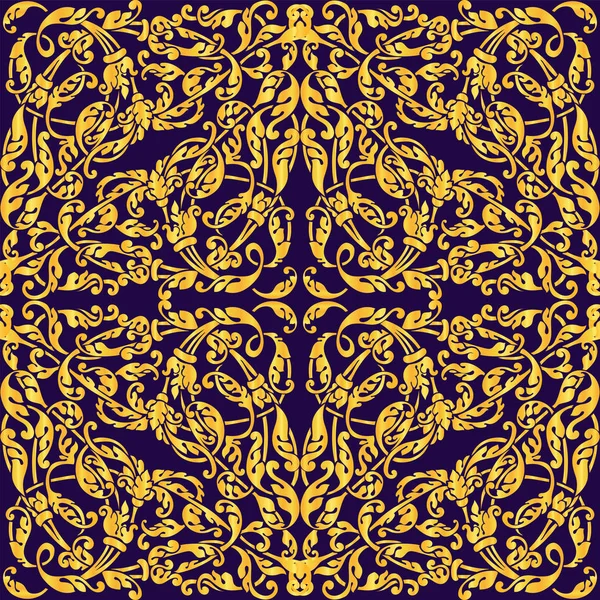 Ilustracja wektorowa bezszwowe z vintage gold barokowy ornament. Luksusowy wzór zaproszenia, karty greeteing, banery, tła — Wektor stockowy