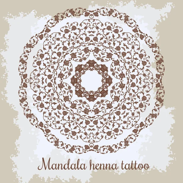 Mandala. Bonito ornamento redondo floral desenhado à mão. Padrão ornamental vintage de renda étnica. Pode ser usado para design de tecido, papel decorativo, teia, bordado, tatuagem, etc. . —  Vetores de Stock