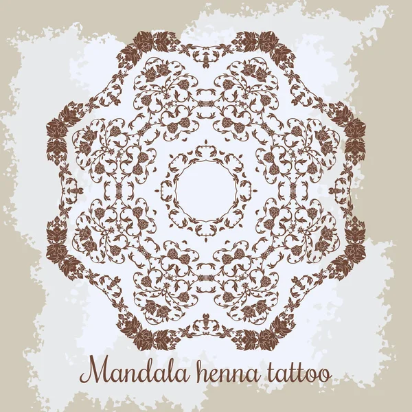 Mandala. Bellissimo ornamento floreale rotondo disegnato a mano. Modello ornamentale vintage in pizzo etnico. Può essere utilizzato per la progettazione di tessuti, carta decorativa, web, ricamo, tatuaggio, ecc . — Vettoriale Stock