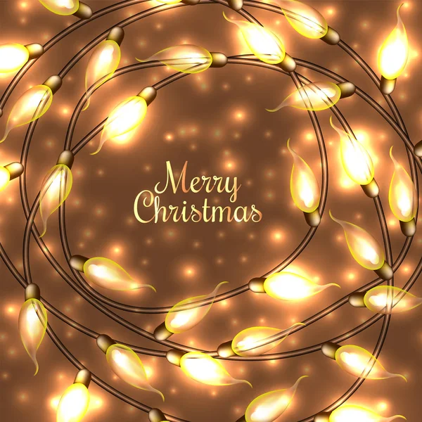 Elementos brilhantes coloridos do Natal Lights.Vector podem ser usados como pano de fundo para a decoração do ano novo. Ilustração de férias, guirlanda elétrica luminosa, lâmpadas brilhantes e arame —  Vetores de Stock