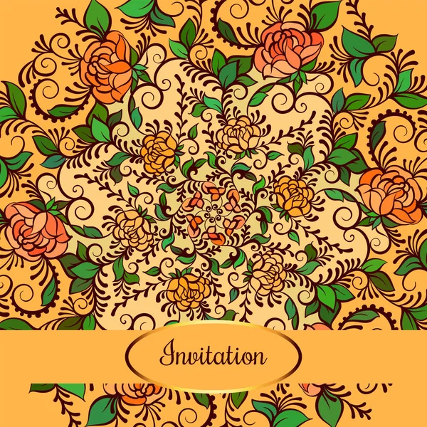 Bouquet de fleurs printanières pour carte vintage. Illustration vectorielle sur fond jaune . — Image vectorielle