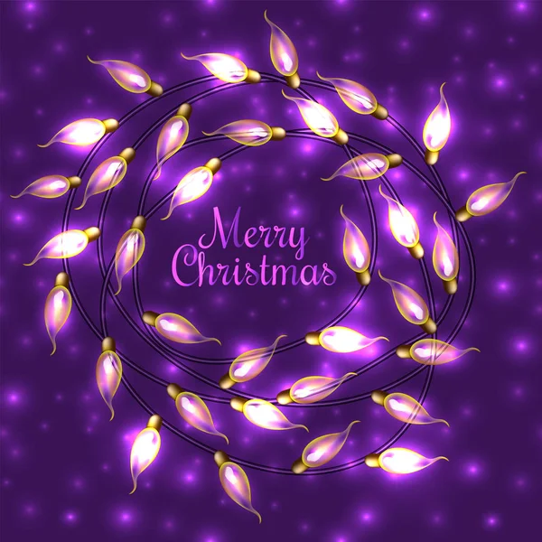 Színes izzó karácsonyi Lights.Vector elemek újévi dekoráció hátteret is használható. Holiday illusztráció, fényes elektromos füzér, fényes izzók és -huzal — Stock Vector