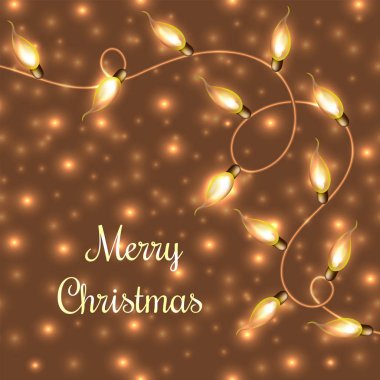 Renkli Noel Lights.Vector parlayan öğeleri yeni yıl dekorasyon için fon olarak kullanılabilir. Tatil illüstrasyon, parlak elektrik garland, parlak ışık Ampüller ve tel