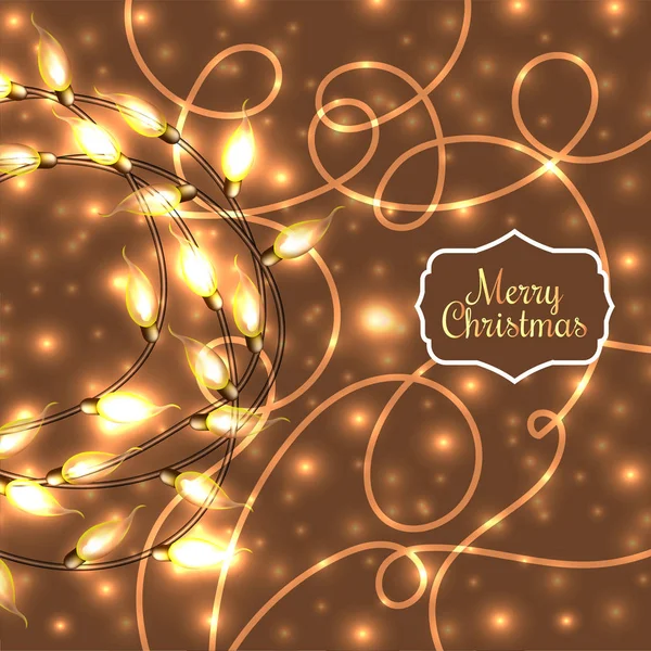 Renkli Noel Lights.Vector parlayan öğeleri yeni yıl dekorasyon için fon olarak kullanılabilir. Tatil illüstrasyon, parlak elektrik garland, parlak ışık Ampüller ve tel — Stok Vektör