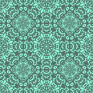 Vektör parlak yeşil süsleme ile seamless modeli. Kiremit Doğu tarzı. Süs dantel oyma. Süslü girdap geometrik dekor duvar kağıdı için. Geleneksel Arapça mozaik tasarımı