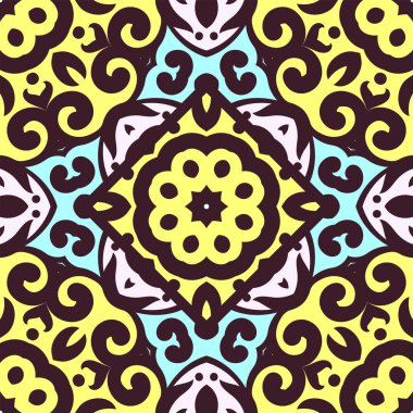 Vektör parlak süsleme ile seamless modeli. Kiremit Doğu tarzı. Süs dantel oyma. Süslü girdap geometrik dekor duvar kağıdı için. Geleneksel Arapça mozaik tasarımı