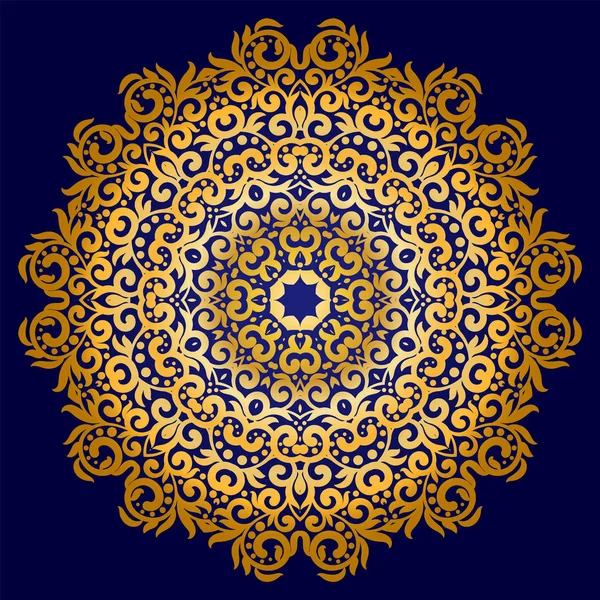 Reiche goldene Einladungskarte im indischen Stil. Bohemian Cards mit Mandalas. Königsblau und Gold. einzigartige Vorlage für Design oder Hintergrund — Stockvektor