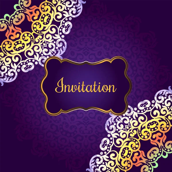 Invitación de boda, delicado patrón de mandala remolino. Fondo vectorial. Tarjeta o invitación. Elementos decorativos vintage. Fondo colorido suave. Islam, árabe, indio, motivos otomanos . — Vector de stock