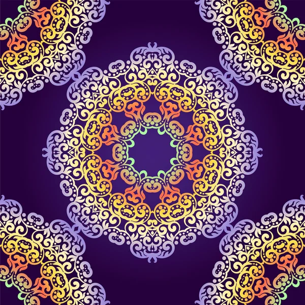 Zarte Wirbel Mandala nahtlose Muster. Vektorhintergrund für Textilien, Karten oder Einladungen. Vintage dekorative Elemente. weicher farbenfroher Hintergrund. islam, arabisch, indisch, osmanische Motive. — Stockvektor