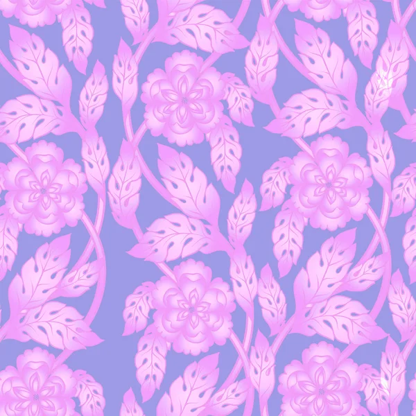 Fondo sin costura vectorial con ramas florales. Adorno intrincado hecho de flores retorcidas . — Vector de stock