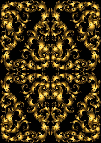 Золотий вінтажний безшовний візерунок з великою кількістю детальних елементів на чорному тлі . — стоковий вектор