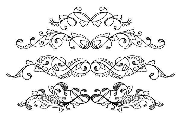 Σύνολο τέσσερα στοιχεία καλλιγραφικά floral σχέδιο και διακόσμηση σελίδα. εικονογράφηση φορέας — Διανυσματικό Αρχείο