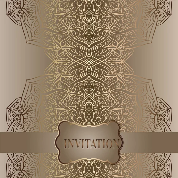 Romantik arka plan antika, lüks bej ve altın ile vintage çerçeve, Viktorya dönemi afiş, dantelli mandala duvar kağıdı süsler, davetiye, Barok tarzı kitapçık, moda deseni