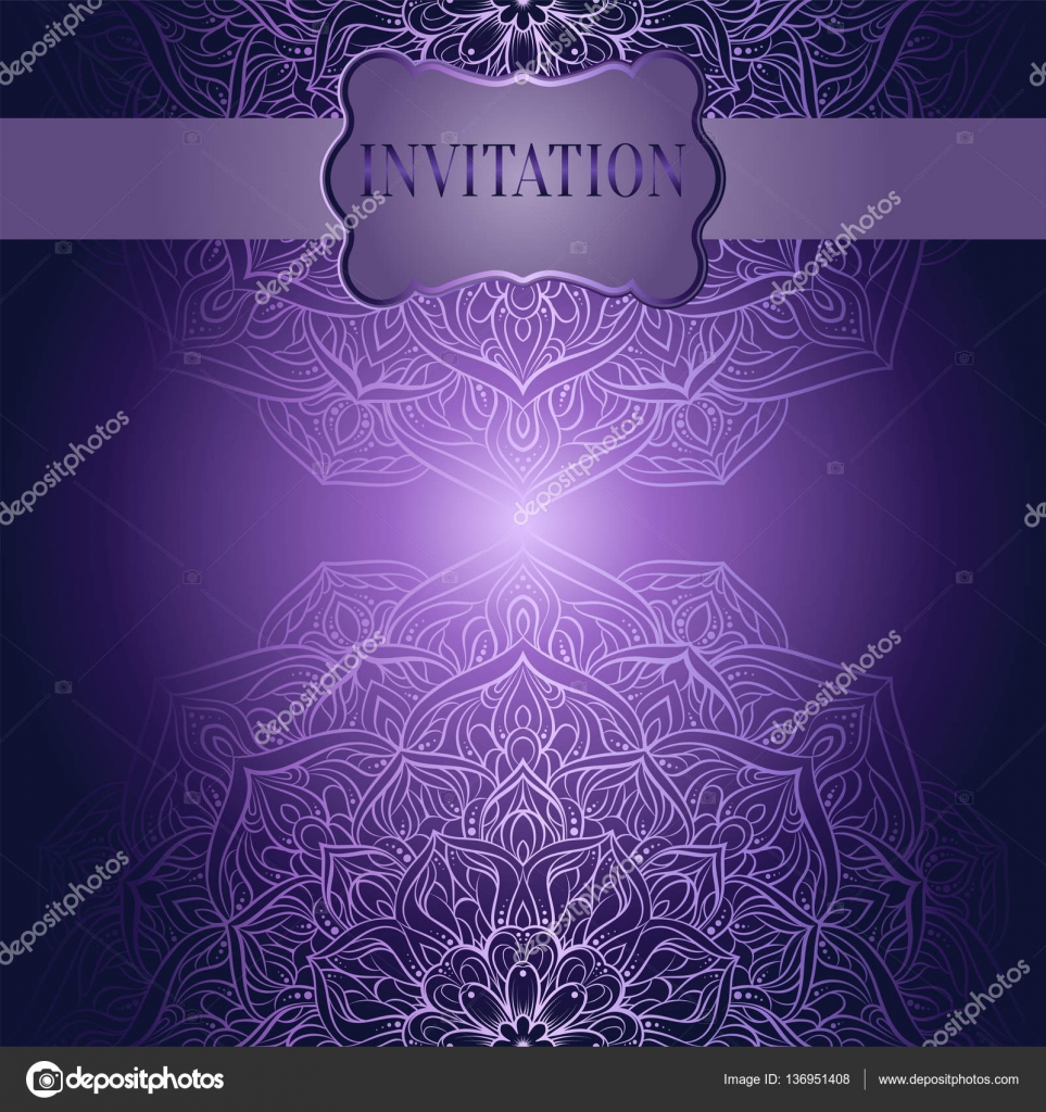 Romantischer Hintergrund mit antikem, luxuriösem lila und lila  Vintage-Rahmen, viktorianischem Banner, Mandala-Tapetenornamenten aus  Spitze, Einladungskarte, Booklet im Barockstil, Modemuster Stock-Vektorbild  von ©MiaMilky 136951408, image size:963x1024